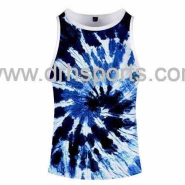 Tie Dye Blue 3d Printed Singlet Manufacturers in St Johns